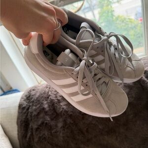 Adidas Women's Light Gray and White Sneakers